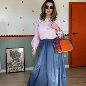 Spódnica jeansowa maxi damska rozkloszowana długa