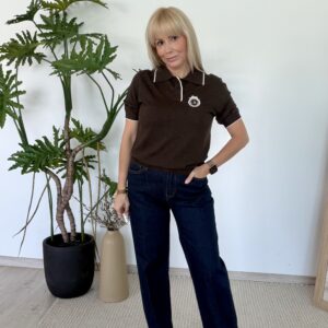Bluzka polo „Classic Brown” – ciemny brąz z haftem
